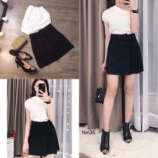 MY SHOP Q12- Set chân váy đen áo trắng lệch vai