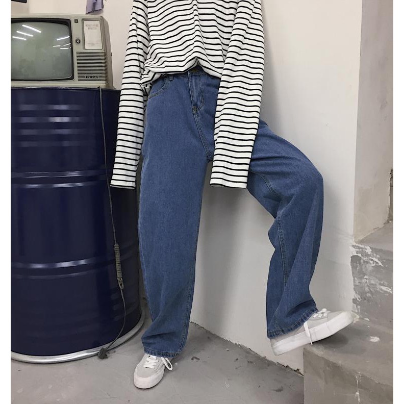(HÀNG SẴN) Quần Jeans Nam ống rộng sắn gấu Ulzzang Hàn Quốc cá tính | BigBuy360 - bigbuy360.vn