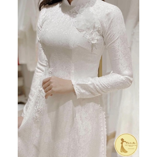 Áo dài cho cô dâu màu trắng BT010 ÁO DÀI BÍCH THÊU