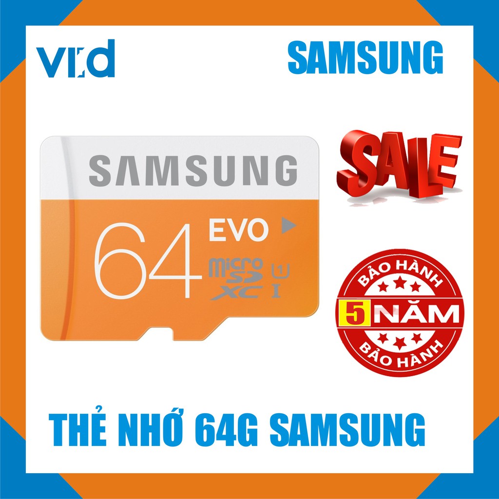 [QUÀ TĂNG] Thẻ nhớ Samsung Micro SDXC UHS-1 Card 64GB - Bảo hành 5 năm | WebRaoVat - webraovat.net.vn