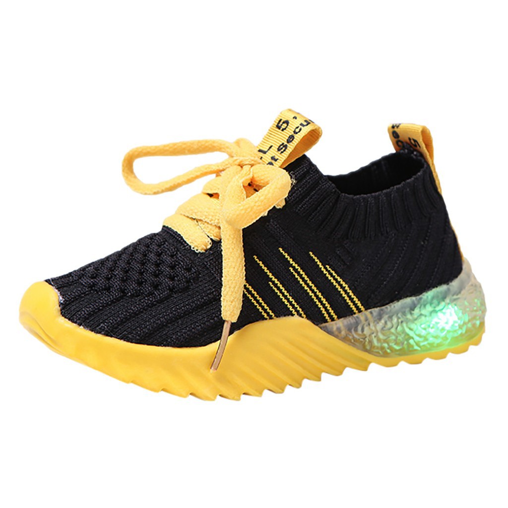 Children Kid Baby Girls Boys Candy Color Led Luminous Sport Run Sneakers Shoes