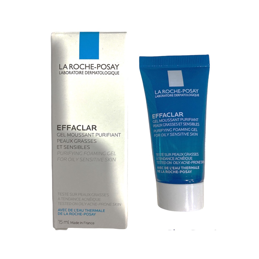 Gel rửa mặt tạo bọt La Roche-Posay Effaclar cho da dầu nhạy cảm 15ml - Xanh