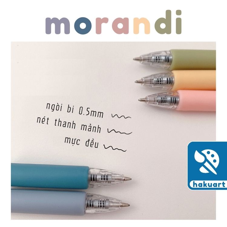 Bút Bi MORANDI Mực Đen 0.5mm Vỏ Ống Trong Suốt - Họa Cụ Hakuart