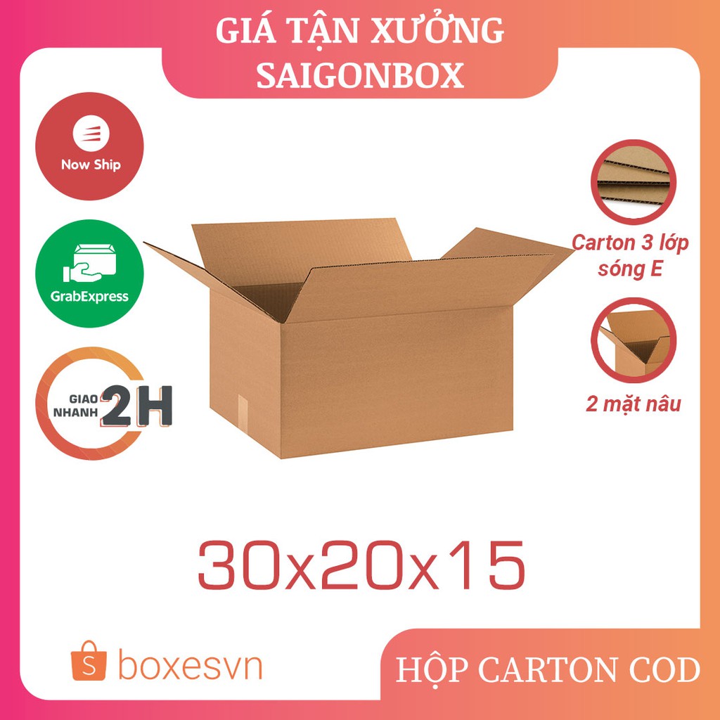 [GIÁ TẬN XƯỞNG] Combo 10 hộp giấy carton size 30x20x15 cm để đóng gói hàng hóa