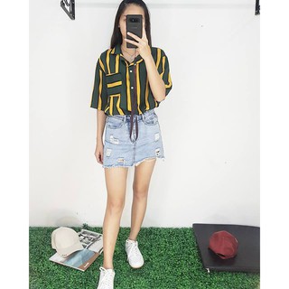 sơ mi sọc tay ngắn oversize /......................................