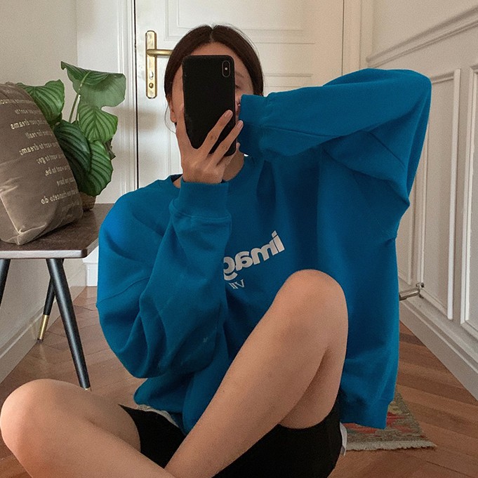 Áo nỉ dài tay dáng rộng thời trang Hàn Quốc năng động cho nữ