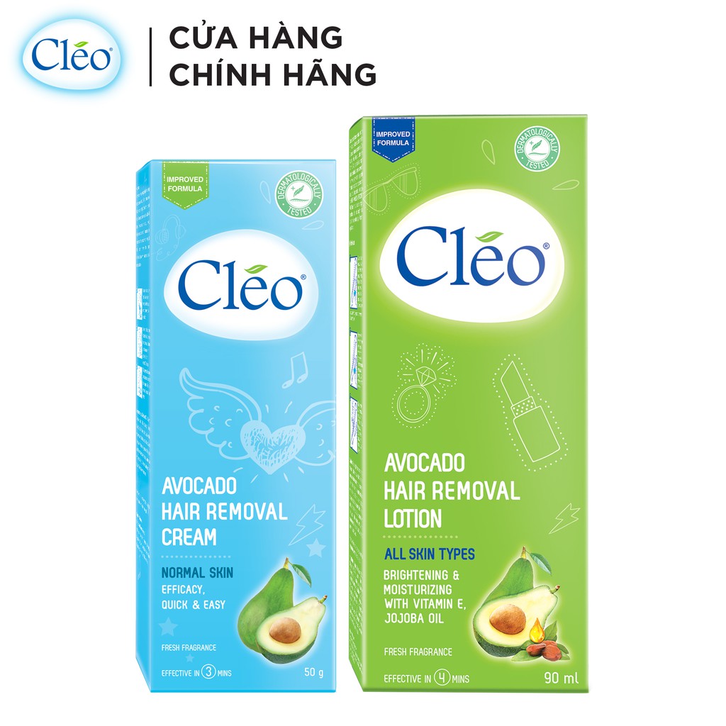 Bộ đôi Kem tẩy lông Cléo da thường 50g và Lotion Tẩy Lông Cléo 90ml