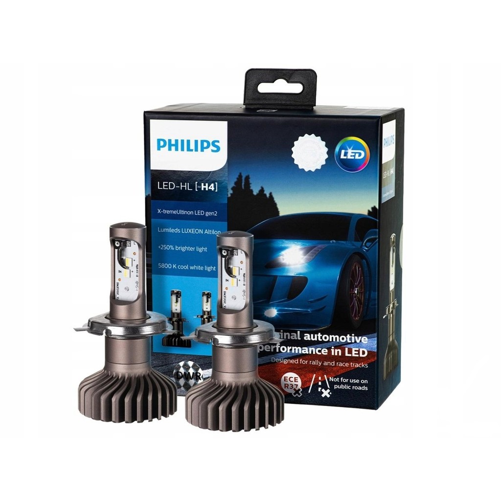 Đèn Philips X-treme Ultinon LED Gen2 Chân H4 - H7 - 12V/25W - 6000K - Tăng sáng 250% (Bộ 2 bóng)