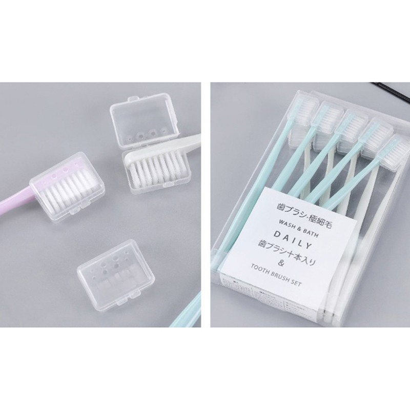 Set 10 Bàn Chải Đánh Răng Nano Siêu Mịn Kèm Bàn Chải Than Tre Cho Người Lớn