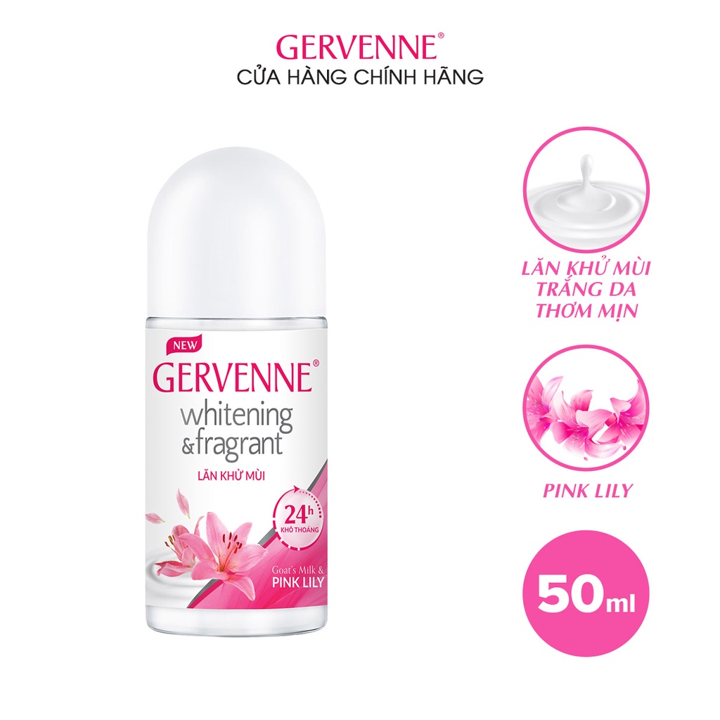 Hộp quà Sữa tắm trắng da Gervenne Pink Lily 900gr và Lăn khử mùi Pink Lily 50ml