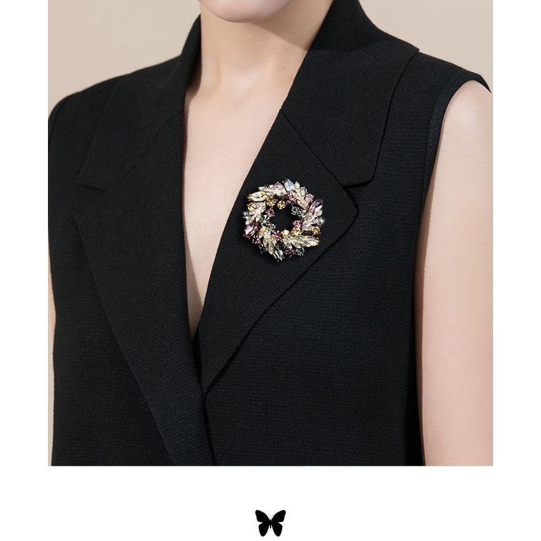 Ghim Cài Áo Hình Hoa Đính Đá Pha Lê Nhân Tạo Phong Cách Thanh Lịch Thời Trang