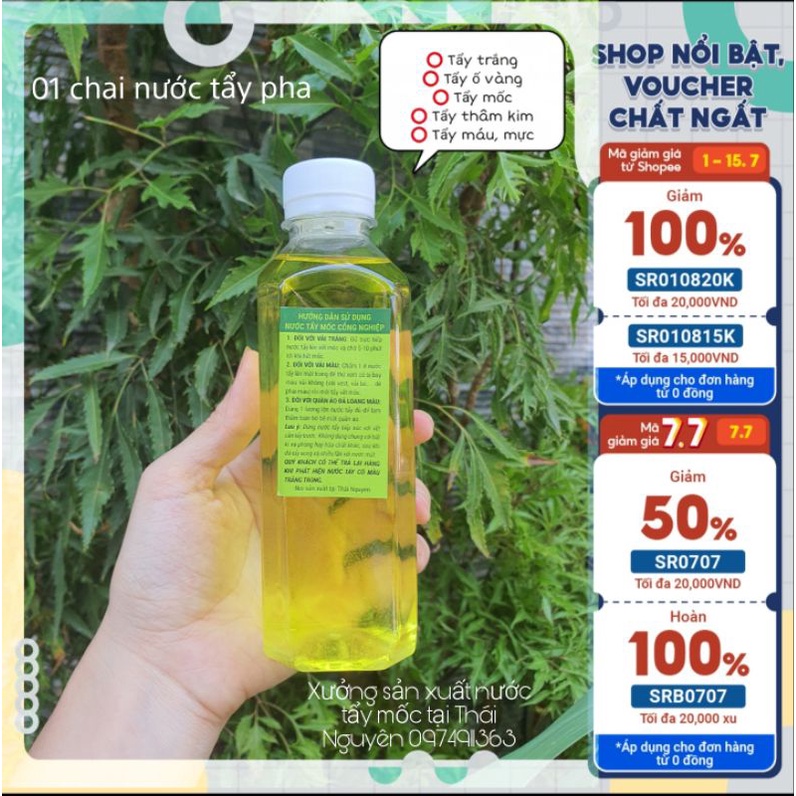 Tẩy Mốc, Tẩy Trắng Quần Áo ( 1 chai hàng pha 50% )