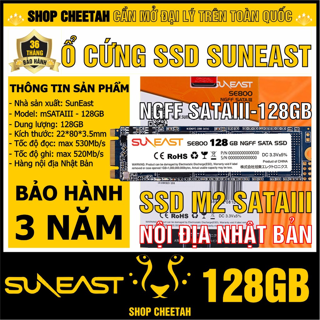 Ổ cứng SSD NGFF SATAIII SunEast 128GB nội địa Nhật Bản – CHÍNH HÃNG – Bảo hành 3 năm – M2 Sata3 SSD chính hãng