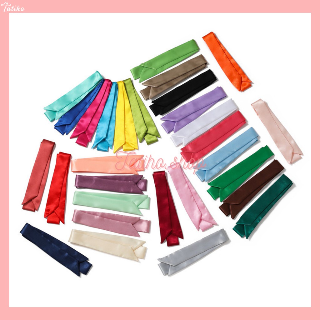 [Hàng Xịn, Giá Tốt] Khăn Quấn Túi Xách, Khăn Turban Trơn Nhiều Màu Sang Trọng - Chất Liệu Satin - 5x90cm - Mã TD005