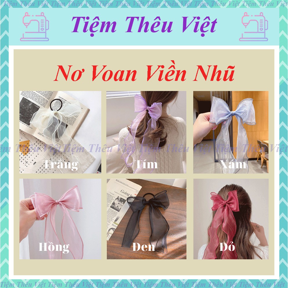 Kẹp Tóc Voan Viền Nhũ  Tiệm Thêu Việt