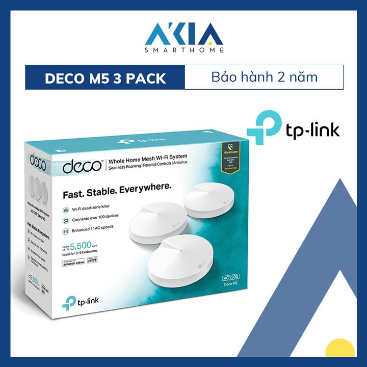 Bộ phát wifi mesh [BH 1 ĐỔI 1 TRONG 2 NĂM] TP-Link Deco M5 (3-Pack) - Hàng Chính Hãng