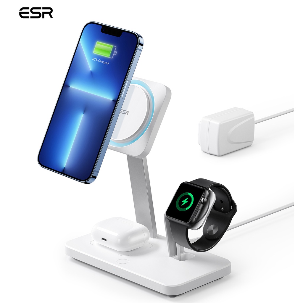 Bộ sạc không dây ESR HaloLock 3 trong 1/ 2 trong 1 với CryoBoost thích hợp cho iPhone 13/12 Series AirPods 3/Pro/2