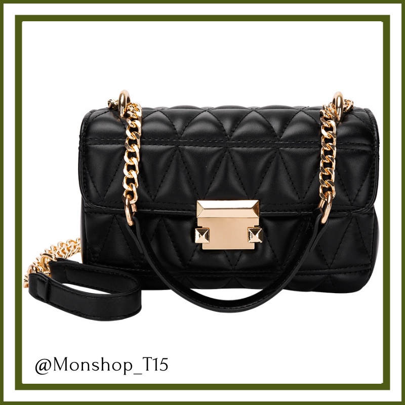 🌸order🌸 Túi xách da mềm đeo chéo nữ CEEKAY chính hãng vân tam giác khóa 2 nút - T15