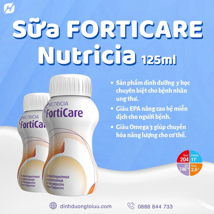 Sữa forticare chai 125ml dinh dưỡng cho bệnh nhân ung thư