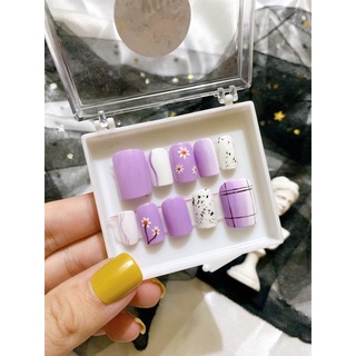 Móng úp - Nailbox màu tím form ngắn dễ thương