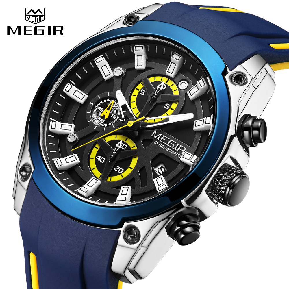 Đồng Hồ Đeo Tay Mặt Tròn Dây Da Chống Nước Dành Cho Nam MEGIR 2144