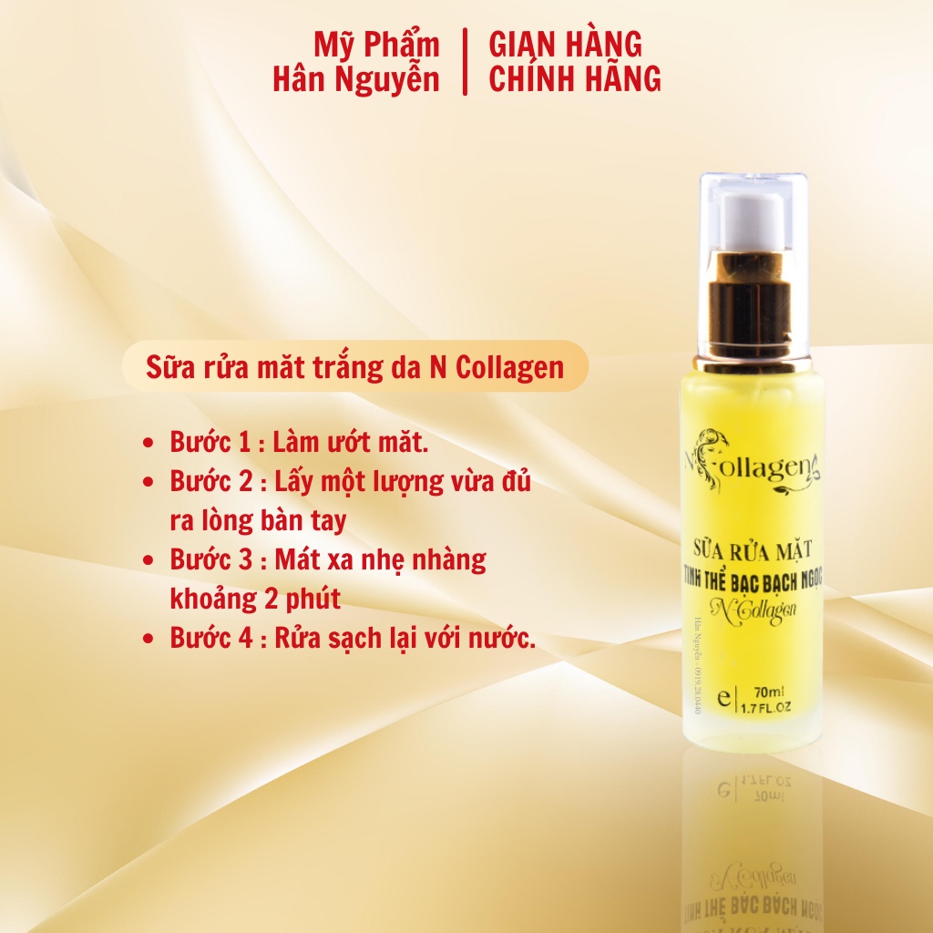 Sữa rửa mặt giảm mụn sáng da dưỡng ẩm tinh thể bạc bạch ngọc Ncollagen Hân Nguyễn 70ml 8938518571120
