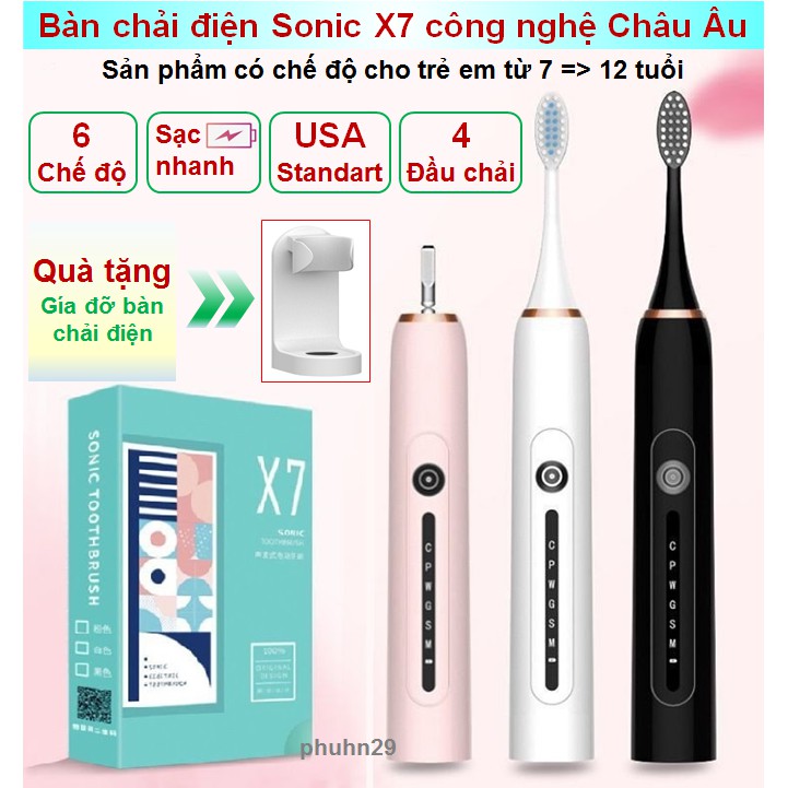 Bàn Chải Điện Sonic X7 Thế Hệ Mới - Tặng Kèm Giá Đỡ