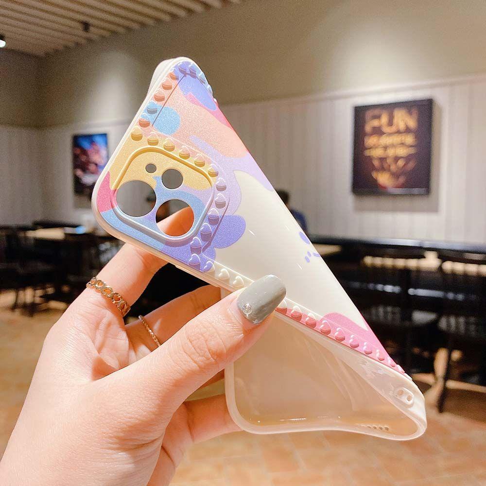 Ốp Điện Thoại Mềm Siêu Mỏng Màu Kẹo In Họa Tiết Có Dây Đeo Tay Cho Iphone 13