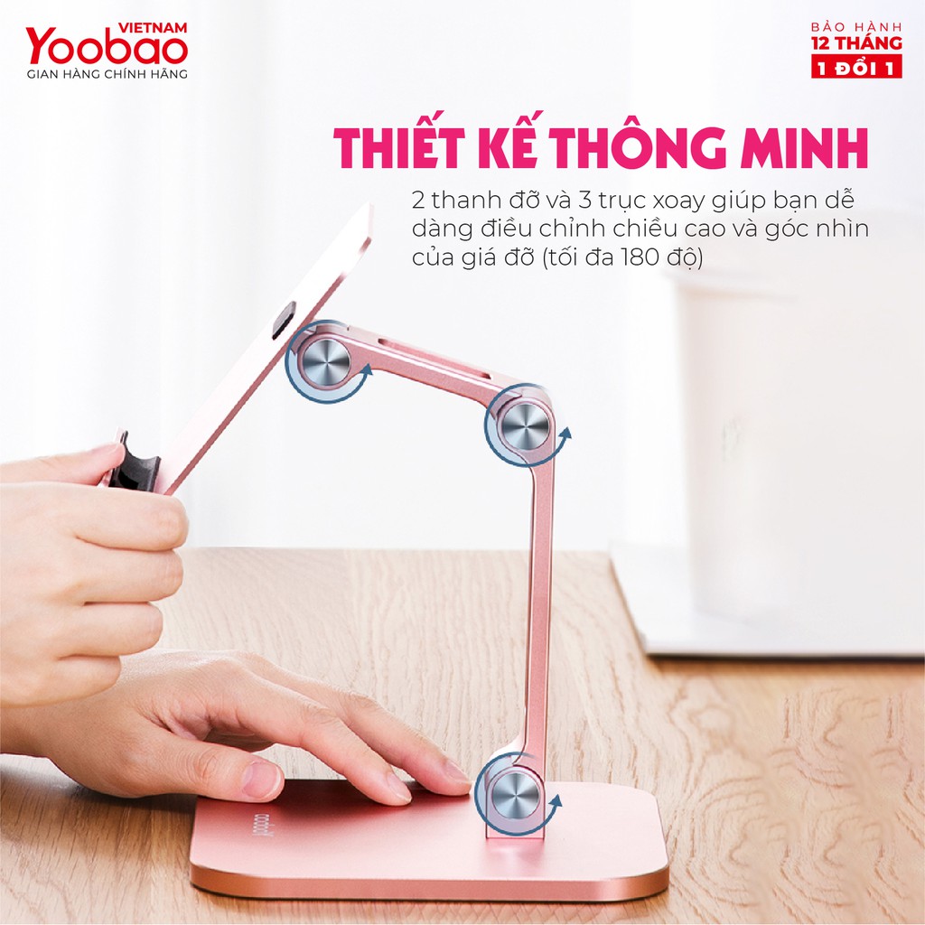 Giá đỡ điện thoại để bàn YOOBAO B2L Hợp kim nhôm Điều chỉnh độ cao - Hàng chính hãng - Bảo hành 12 tháng 1 đổi 1