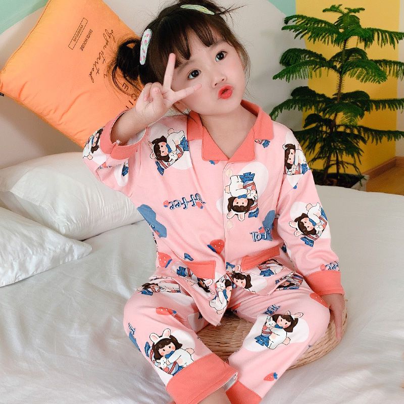 Bộ Đồ Ngủ Hai Mảnh Tay Dài Dễ Thương Dành Cho Bé Gái