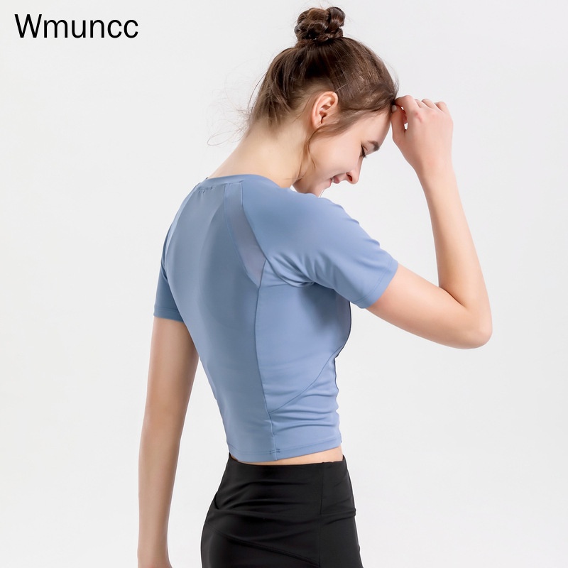 Wmuncc Áo Thun Lưới Tay Ngắn Co Giãn Thoáng Khí Nhanh Khô Dành Cho Nữ Tập Thể Thao