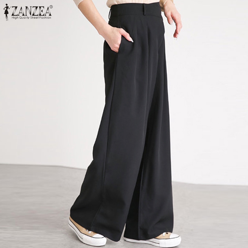 ZANZEA Quần Dài Ống Rộng Thời Trang Thanh Lịch Dành Cho Nữ