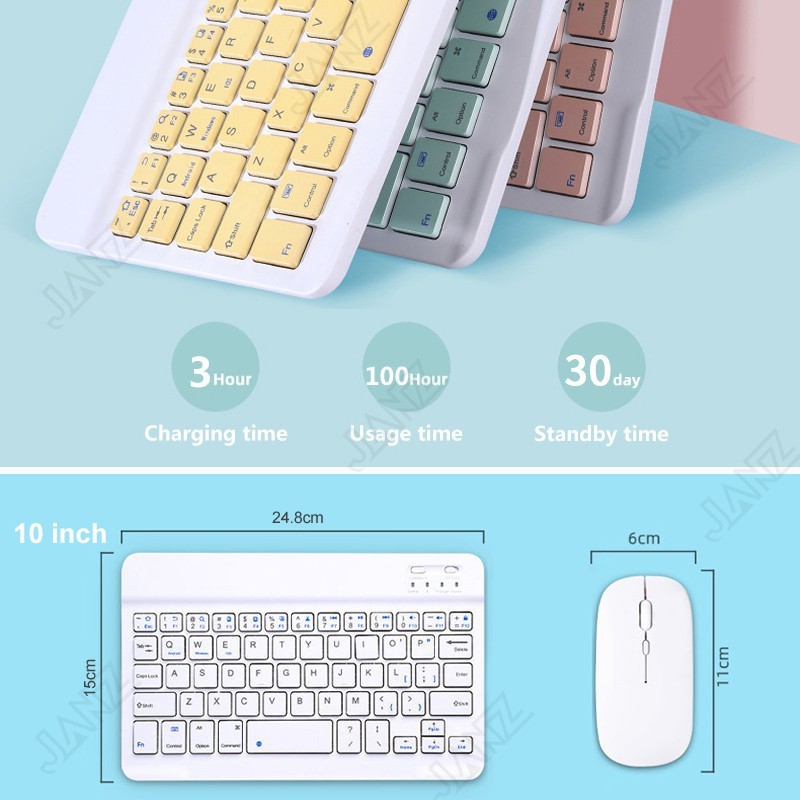 Bộ Bàn Phím Và Chuột ko dây Bluetooth 10 inch ko dây Có Thể Sạc Lại Dành Cho tablet táo Tablet Mobile