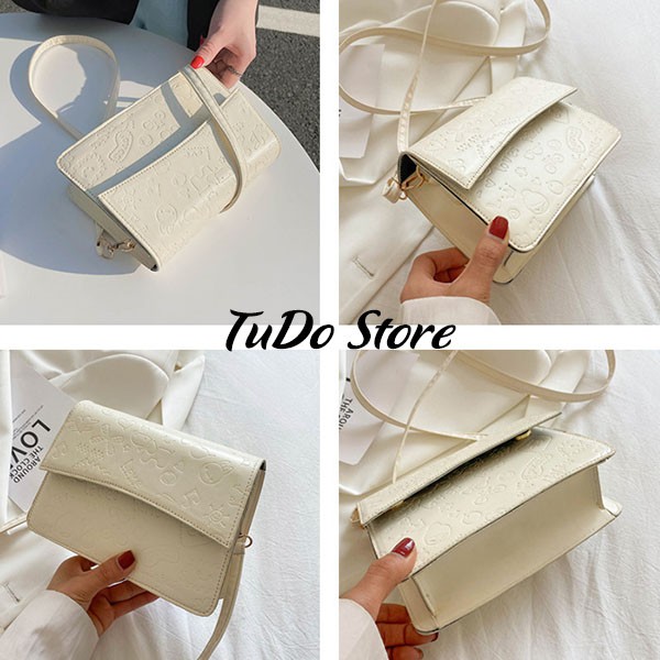 Túi xách nữ,Túi đeo chéo phong cách thời thượng hai màu trắng đen T11