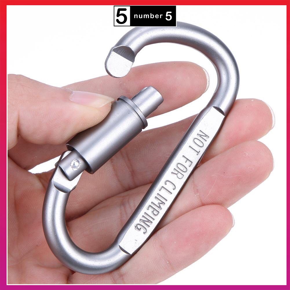 Móc khóa nhôm đa năng phụ kiện đi phượt carabiner chữ D khoá xoay 8cm Chammart