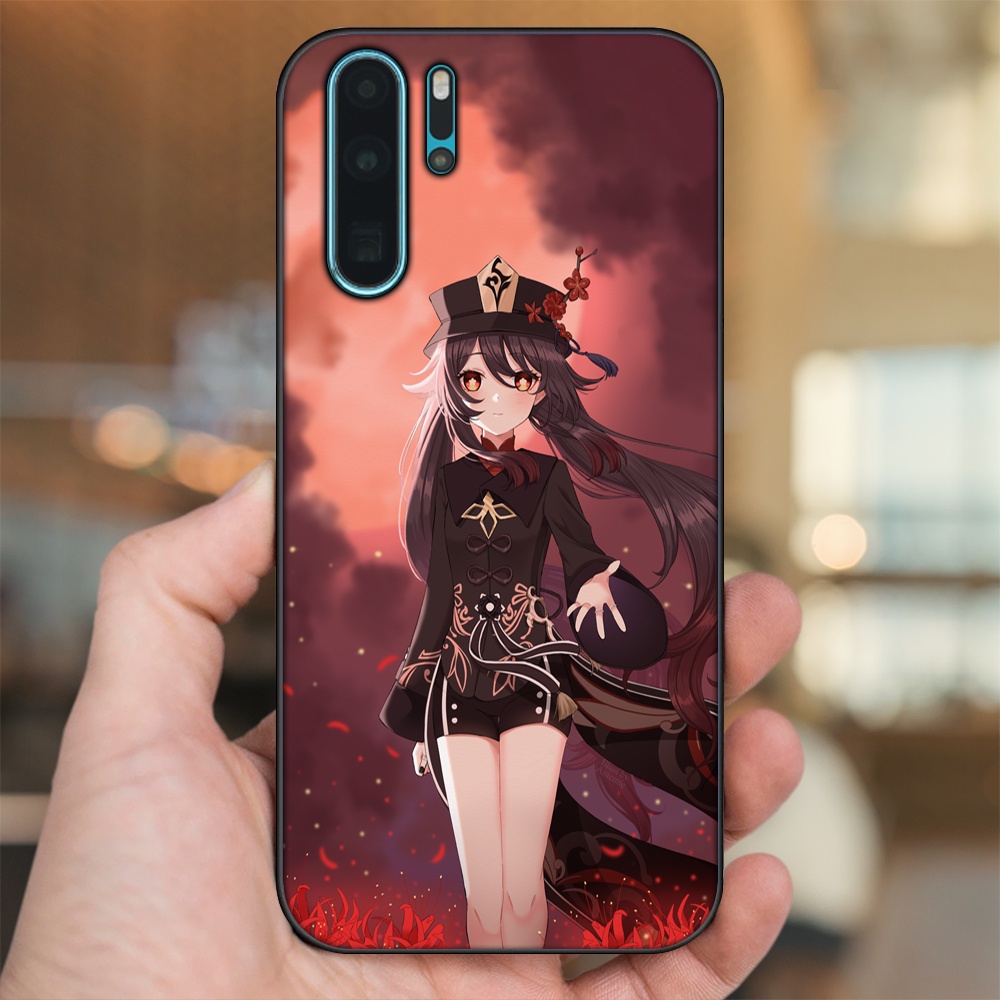Ốp lưng Huawei P30 Pro viền đen in hình Hutao Genshin Impact