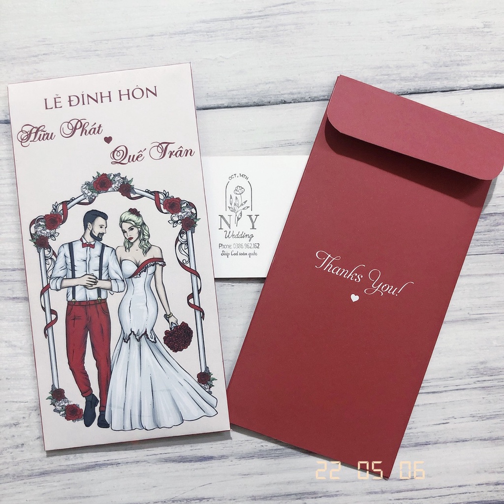 Lì xì đám cưới - Lì xì trao duyên nhiều mẫu in tên dâu rể