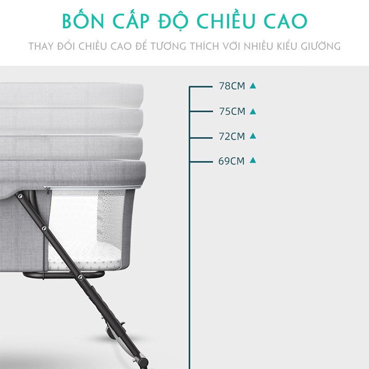 Nôi Ngủ Cho Bé Trọn Bộ Kèm Màn Và Nệm, Nôi Siêu Nhẹ Gấp Gọn Cho Bé Từ Sơ Sinh Đến 2 Tuổi