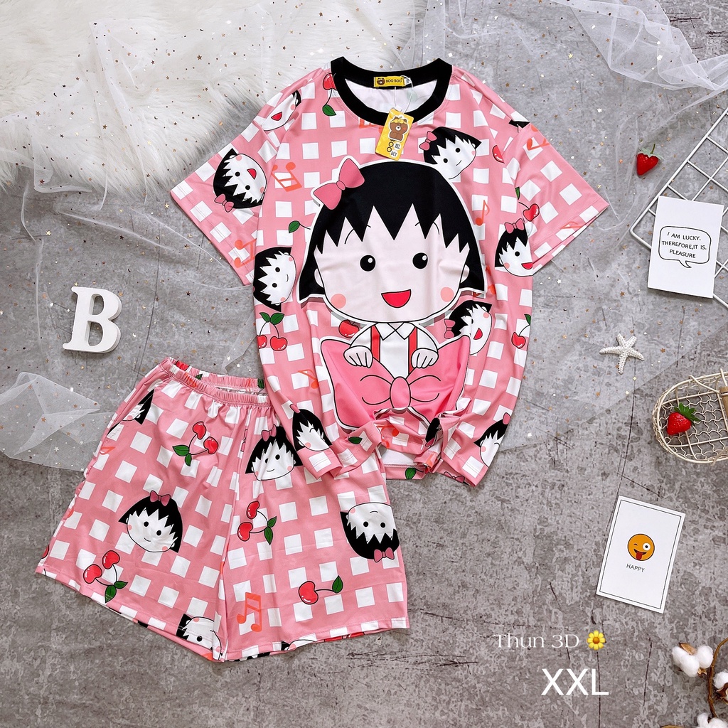 Set đồ bộ pijama 3D đùi BIGSIZE thun lạnh thái Boo Boo 62 - 75kg