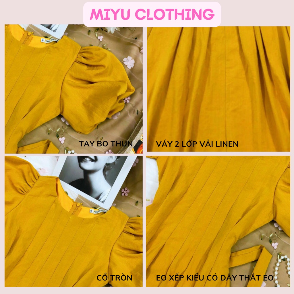 Váy đi đám cưới đầm đẹp dáng dài váy nữ xòe tay ngắn đi tiệc chất liệu linen cao cấp sang trọng Miyu Clothing