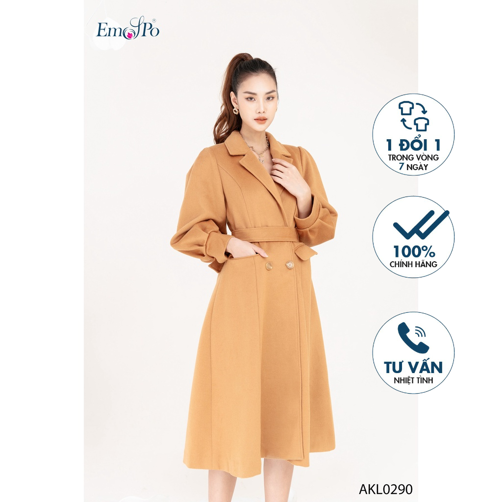 Áo khoác cổ bẻ ve Emspo đai eo rời AKL0290