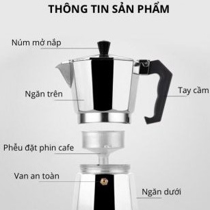 Bình Pha Cà Phê Mini Inox Moka 50-100ml - Phong Cách Kiểu Ý - Ấm Pha Cafe