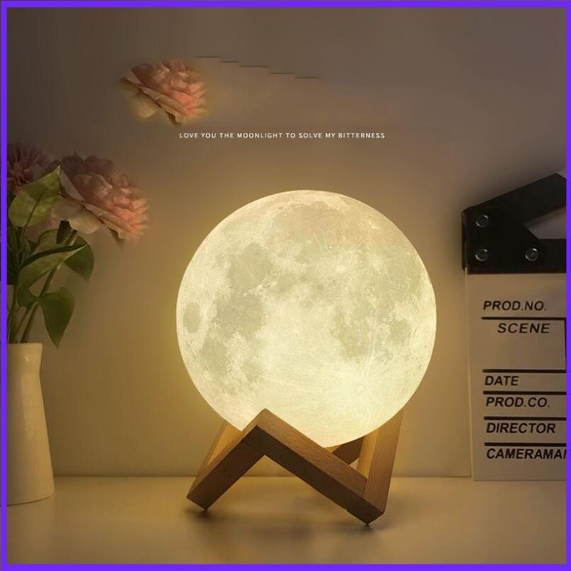 Đèn ngủ hình mặt trăng 3d ấm áp ban đêm thích hợp làm quà tặng sinh nhật
