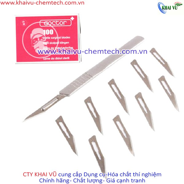 Hộp 100 LƯỠI DAO MỔ TIỆT TRÙNG phẫu thuật số 11 Doctor tặng kèm 1 CÁN DAO số 3