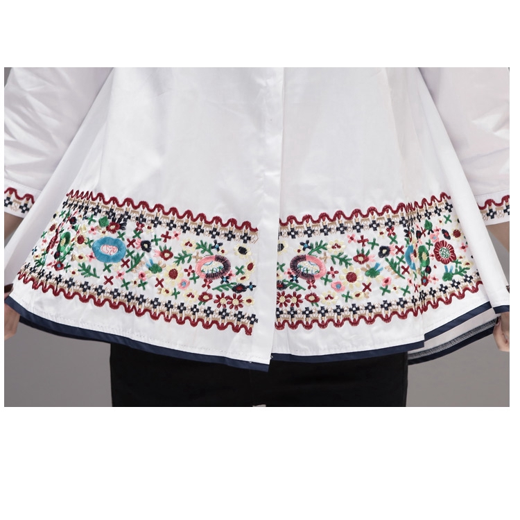 Áo form rộng dài tay thêu họa tiết hoa phong cách Hàn Quốc dành cho nữ