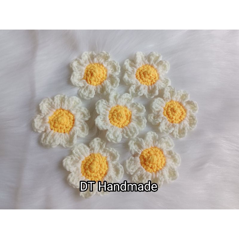 Pin hoa len hoa cài trang trí áo túi xách hoa cúc