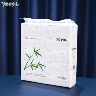 Giấy ăn giấy gấu trúc Ycool -khăn giấy rút 300 tờ 1bịch 10 gói mẫu trắng