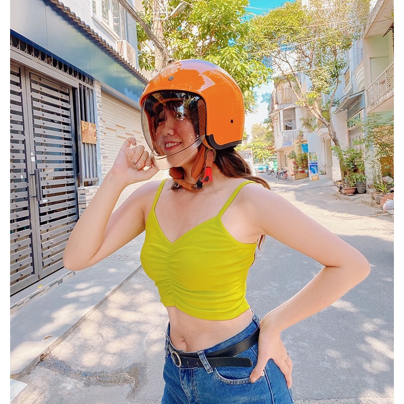 Nón bảo hiểm 3/4 ROYAL M139 có kính âm màu vàng nghệ cam bóng