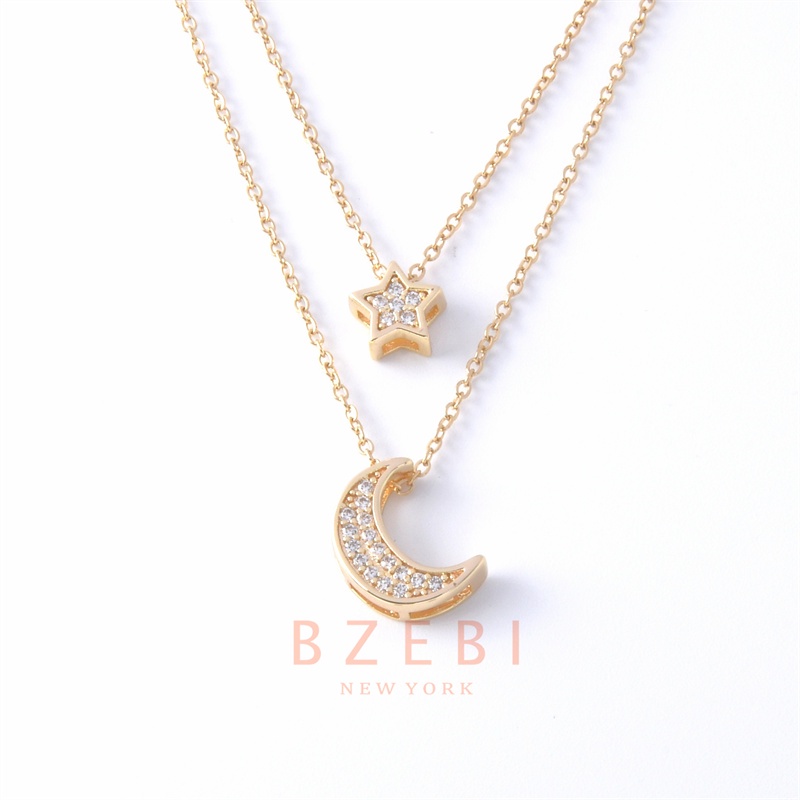 Vòng cổ Mạ Vàng 18K Mặt Trăng Và Ngôi Sao 297N
