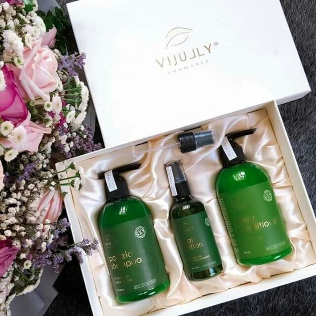 Combo Chăm Sóc Tóc Vijully Dầu gội bưởi + Dầu xả dừa + Tinh dầu bưởi Vijully cao cấp | BigBuy360 - bigbuy360.vn